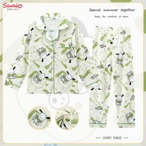 ZEEMIN Christmas Halloween Children Clothes Sanrio Hello Kitty Cinnamoroll Childrens Pajamas Pochacco Cute Casual  Anime Long Sleeved Mother Kid Pyjamas