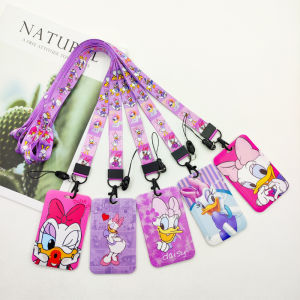 Disney Daisy Duck Women Card Holder Ianyards Cartoon Business Card Case Girls Anime ID Badge Holders Credentials Case