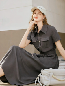 XIANGYING | Đầm Đi Làm Phong Cách Retro Pháp Accentuated Vòng Eo