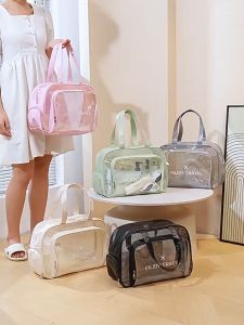BECORATE Swimming Transparent Bag PVC Wash Bag Dry Wet Separation Cosmetic Bag Waterproof PVC Beach Bag