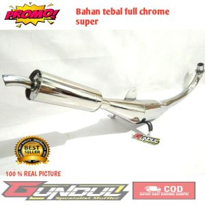knalpot satria 2 tak hiu Satria ru full crhome tahan karat suara garing nyaring