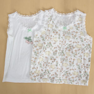 Girls Sleeveless Vest Ice Silk Thin Model Summer New Style Childrens Clothing round Neck Animal Patterned Ladies Style Tops