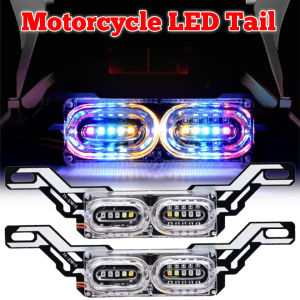 Universal Motorcycle LED Strobe Brake Lamp Flashing License Plate Light RGB Colorful Turn Signal Warning Rear Tail Light