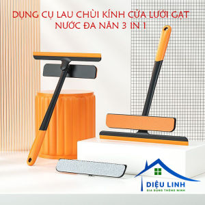 Cây Lau Kính Đa Năng 3 IN 1 Lau Kính Kèm Gạt Nước Silicone Xoay 360 Độ Chống Trượt Nhỏ Gọn Thông Minh Tiện Lợi tramanhshop