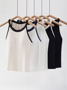 MiiOW | Cat Woman Neck Hanging Top Strap Round Neck With Chest Pad Anti Exposure Summer New American Classic Color Block Vest For Women