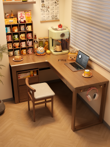 DONGMU | Solid Wood L-shape Corner Desk for Small Space and Balcony