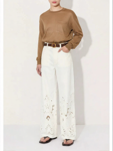 Ochirly | Cutout Embroidery Loose Wide Leg Jeans
