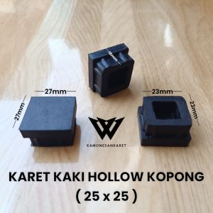 (100Pcs) Karet Kaki Hollow 25x25 Kopong Karet Tutup Kaki Meja Kursi Rak Pipa Besi Kotak