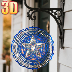 CIFbuy | 3D Silver Star Sphere Night Sky Wind Spinner - 10 Inch Metal Art with 360 Swivel Hook for Garden Christmas Gift