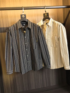 Ethnic Style Stripes! Autumn Loose Casual Long Sleeve Shirt Mens Fashion