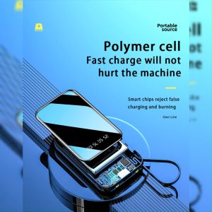 powerbank mini Built-in 3 Charging Cables Power Bank 80000 mAh Original Fast Charging power bank Flashlight Led  3 Outputs Charger For iPhone Xiaomi