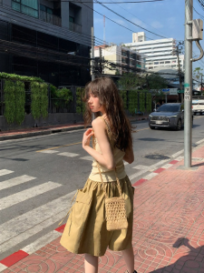 NIHAOKANONG | Quần Dài Ống Rộng A-Line Đai Cao Kích Cỡ Nhỏ