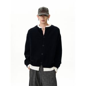 เสื้อคาร์ดิแกนถักหลวมๆ สไตล์อเมริกันสำหรับคู่รัก แฟชั่นลำลอง ฤดูใบไม้ร่วง 2024 เสื้อคลุมกันหนาวแบบสวมหัว