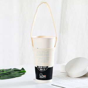 Portable Canvas Cup Sleeve Handheld Heat Insulation Milk Tea Coffee Beverage Bag Customizable Logo Gift Soft Shoulder Bag
