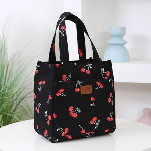 Fashionable Thickened Printed Cotton Handbag Large Capacity Tote Mommy Bag Lunch Box Storage Pouch Commuter Handheld Bag