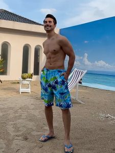 LO HOME กางเกงขาสั้นฮาวาย ชายหาด ผ้าแห้งไว ใส่ว่ายน้ำ ใส่เล่นเซิร์ฟ ใส่เดินชายหาด ใส่สบาย ต้อนรับSummer hawaiian pants กางเกงขาสั้นผู้ชาย