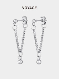 ZHENGZHAO | Tassel Chain Beaded Titanium Steel Ear Jewelry
