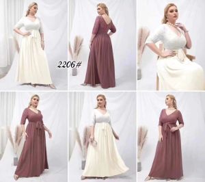SS FASHION2206 PLUS SIZE DRESS PARTY ELEGANT V-NECK PLAIN MAXI DRESS FOR WOMEN (FIT TO XL)