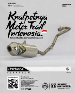 knalpot norifumi rocket 4 titanium untuk motor klx150 dtracker150 crf150l wr155 full system