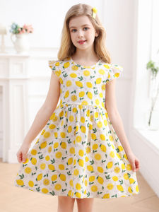 Girls Cotton Vest Dress Summer Thin Floral Print Princess Style Short Skirt Korean Version A-Line Dress Childrens Clothing