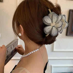 Large Lace Flower Hair Claw French Vintage Ins Unique Design Summer Hair Accessories Shark Clamp Hair Clip Elegant Sensation