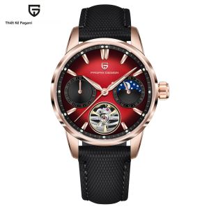 Đồng Hồ Tự Động Pagani Design Moon Phase Luxury Rose Gold Dành Cho Nam Đồng Hồ Đeo Tay Cơ Khí Có Tourbillon Sapphire Crystal Thép Không Gỉ Chống Thấm Nước