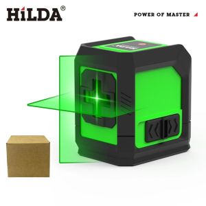 HILDA 2 Lines Laser Level Green Beam Self Levelling Back With Magnet Horizontal Vertical Cross Line Green Laser Level