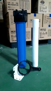 Bộ cốc lọc nước 20 inch ren 34 dùng cho hệ thống lọc nước sinh hoạt kèm tay vặn & giá đỡ cốc (Tặng kèm 4 vít bắt cốc)