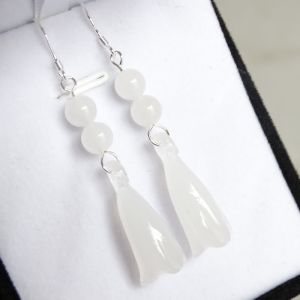 Elegant Natural Jade Dangle Earrings 925 Sterling Silver Face Shaping Fashionable Original Design Womens Jewelry Accessories
