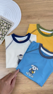 Bộ tay lửng quần dài asbaby PALS chất liệu poly co giãn cho bé trai bé gái size 9 tháng đến 6 tuổi