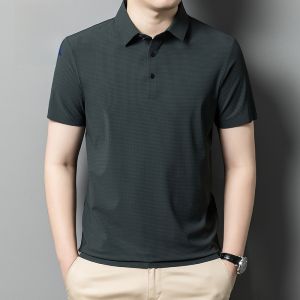ROMON | Lomond Mens Short Sleeve T-Shirt Summer Thin Business Casual Loose Ice Silk Dad Clothes Half Sleeve Polo Shirt Upper Body