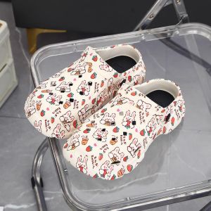 Womens Summer Cartoon Thick Bottom Anti-Slip Beach Sandals Open-Toe Slip-On Breathable Comfortable EVA Platform Slippers