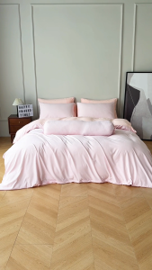 MAKKO Minimalist Collection Silk Blend Fitted Bedsheet with Pillow and Bolster Case | Quilt Cover Sold Separately