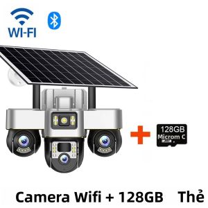 Camera An Ninh WiFi Năng Lượng Mặt Trời HD 15MP Với 3 Ống Kính PTZ Zoom 10X Phát Hiện Chuyển Động PIR Tầm Nhìn Ban Đêm CCTV Cho Giám Sát Trong Nhà/ngoài Trời