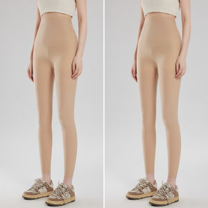 กางเกงโยคะผ้าไหมน้ำแข็งเอวสูงบางเฉียบสำหรับผู้หญิง กางเกงยีนส์ฤดูร้อน กางเกงยีนส์กันแดด กางเกงยีนส์ทรงสั้น ผ้าฝ้ายผสม