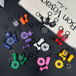 PVC Dumbbell Keychain Key Ring Cute Key Chain For Women Sport Keychain Key Holder Creative portachiavi llaveros hombre bag charm