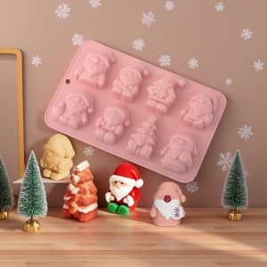 Santa Claus Christmas Gift Box Design Silicone Chocolate Mold Christmas Element Cake Mould Kitchen Bakeware Dessert Baking Tools
