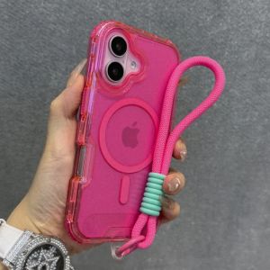Ốp Điện Thoại iPhone 17/16/15/14/13/12 Pro Max Trong Suốt Có Nhũ Từ Tính Kèm Dây Đeo Tay Chống Sốc Tương Thích Với Magsafe