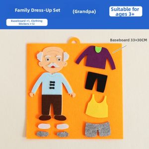 Preschool Childrens DIY Material Kit Felt No-Cut Fabric Clothing Change Puzzle Toy Educational Tool for Creative Handcraft