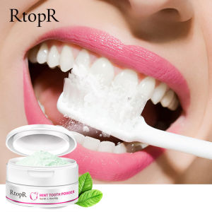 RtopR Teeth Whitening Powder Pearl Essence Natural Dental Toothpaste Toothbrush Kit Oral Hygiene For Remove Stains Plaque 50g