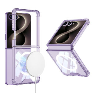 szhaiyu | Magnetic Transparent Phone Case For Samsung Galaxy Z Flip Flip 8 7 for Magsafe Airbag Air-Cushioned Wireless Charging TPU Cover