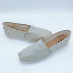 Loffler Spring Summer Pure Color Stripe Canvas Slip-On Casual Low Cut Womens Shoes Breathable Comfortable Rubber Sole