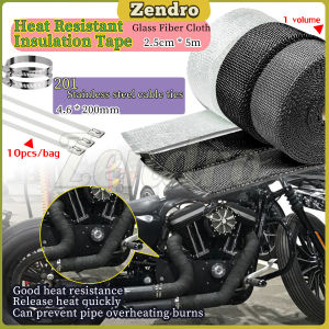 ZEO Motorcycle Thermal Wrap for Exhaust Pipe Cover Heat Resistant Cloth and Metal Cable Ties