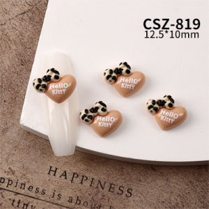 New Arrival Leopard Print Hello Kitty Cartoon Nail Ornament Cute Glasses Hello Kitty Bows Handmade Wear Armor Accessories