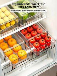 Clear Plastic Food Storage Drawer Organizer for Fridge