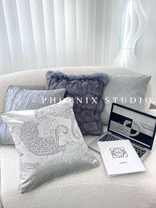 Cushion Cover Fox Fur French Style Luxury Leopard Light Sofa Backrest Pillow Case Simulation Silk Geometric Pattern Square