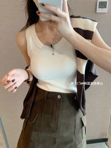 ทงแดมุนเสื้อกั๊กสตรีผ้าฝ้ายแท้สีทึบสไตล์เรียบง่ายสวมใส่ภายในชิ้นเดียวสําหรับฤดูร้อนป้องกันแสงแลดูผอมเข้าได้หลายชุด