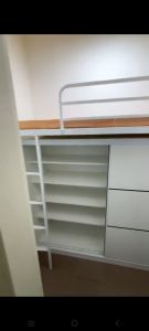 Loft bed with sliding door wardrobe customize Singapore /bomb shelter loft bed customize /helper room bed and wardrobe customize