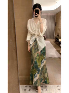 BIFEIMENG | French Style Elegant Knot Print Dress Set