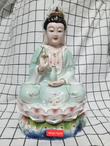 Tượng Mẹ Quan Âm da sứ xanh ngọc cao cấp